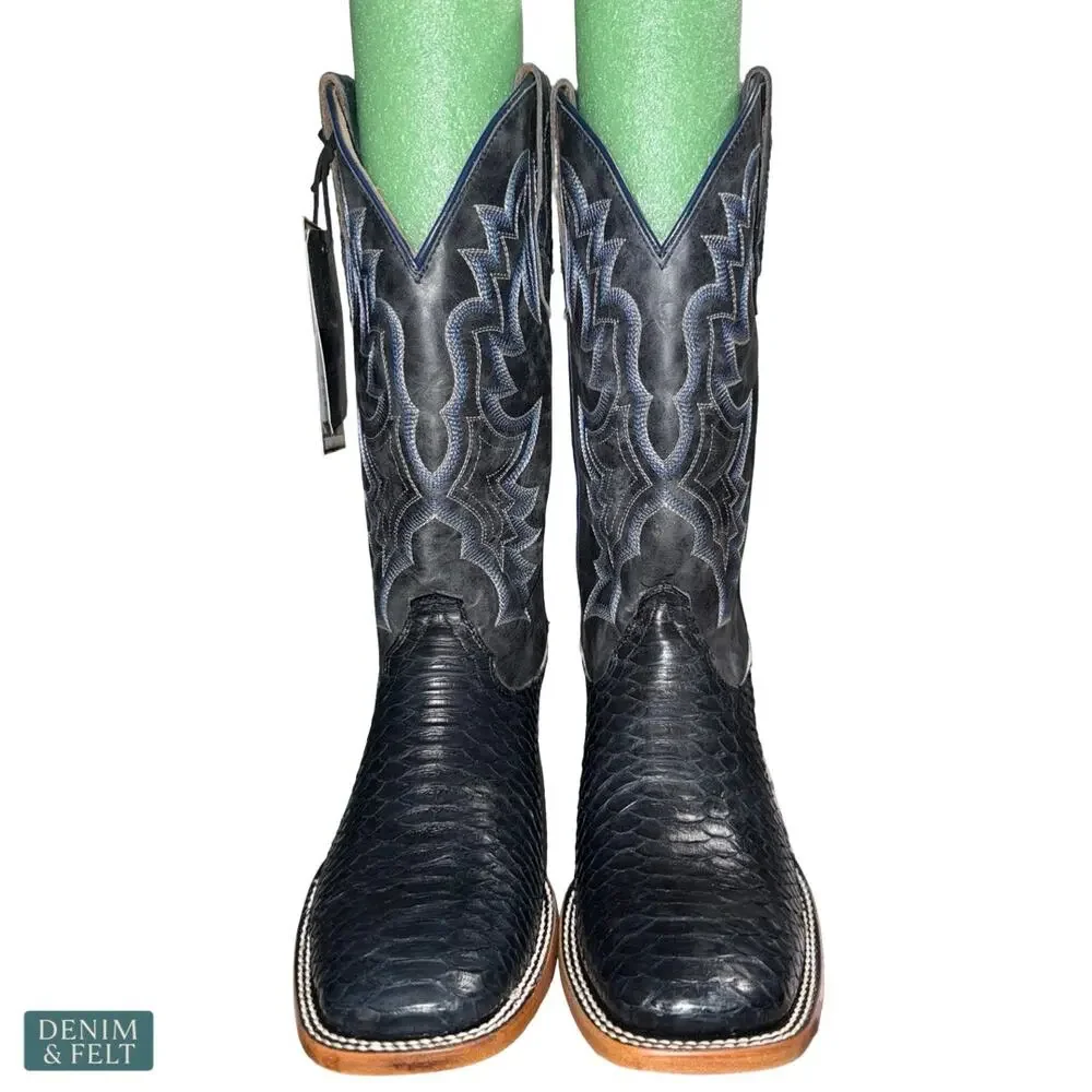 NEW‎ Cody James Black Python Western Boots Square Toe Exotic Cowboy Rodeo 9D